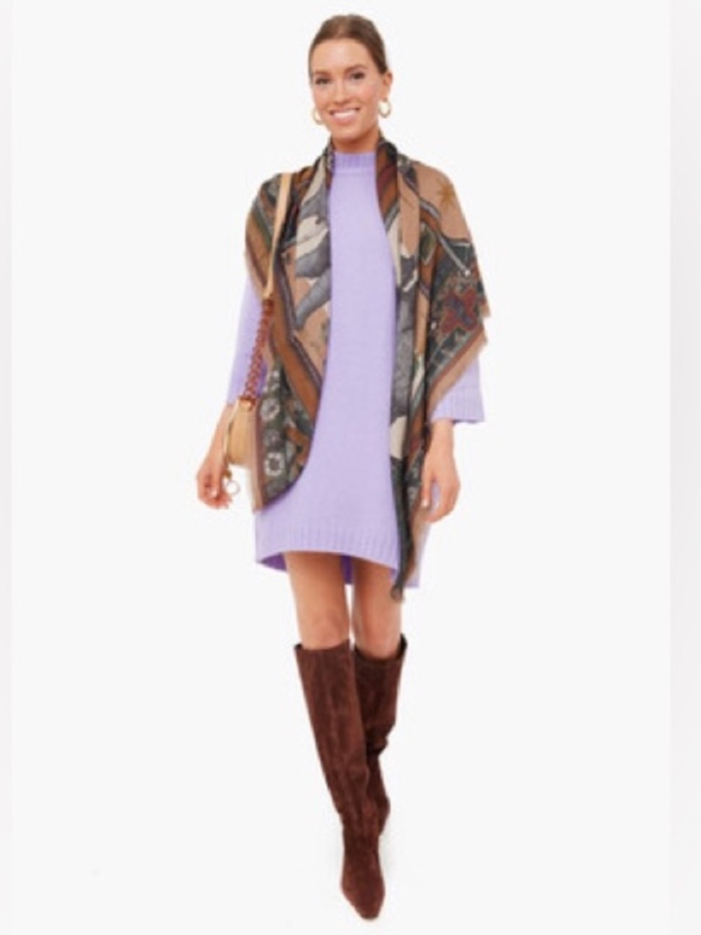 Tuckernuck Thistle Knit Maxine Sweater Dress Lilac Purple XS Oversized
